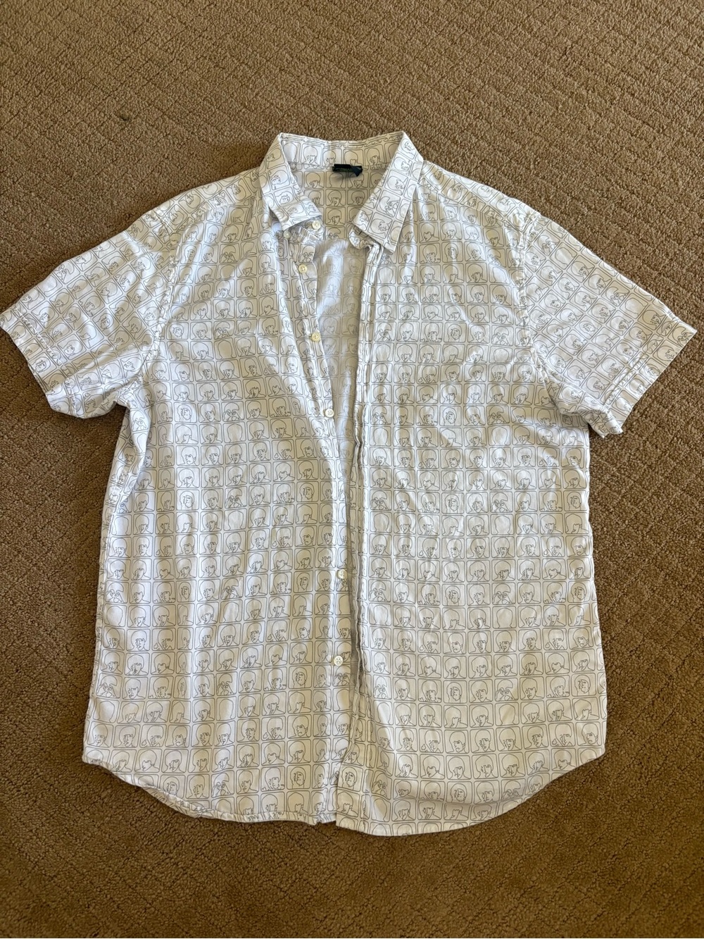 Beatles! Men's White Short-Sleeve Button-Up Shirt